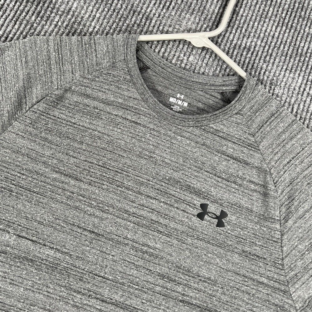 Under Armour Shirt Mens Medium Gray Short Sleeve Loose Fit Casual Workout Gym